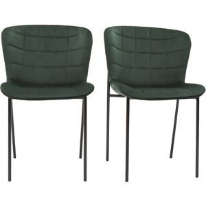 Miliboo Chaises design en tissu velours vert fonce et metal noir lot de 2 SAIGA