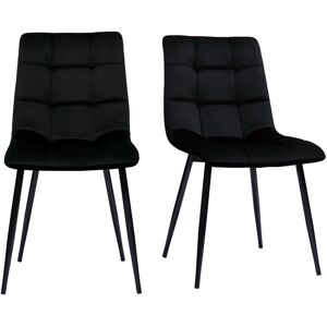 Miliboo Chaises design noires en tissu velours noir et metal (lot de 2) MAXWELL