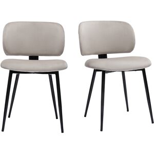 Miliboo Chaises en tissu velours taupe et metal noir (lot de 2) ATRIUM