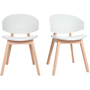 Miliboo Chaises scandinaves blanc et bois clair (lot de 2) BLOEM - Publicité