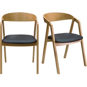 Miliboo Chaises scandinaves empilables en bois clair chene massif et assises noires (lot de 2) LOVA