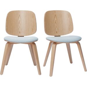 Chaises scandinaves en bois clair et tissu gris clair (lot de 2) BECK