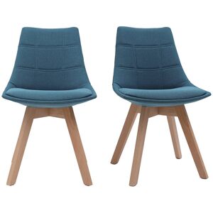 Miliboo Chaises scandinaves en tissu bleu canard et bois clair (lot de 2) MATILDE - Publicité