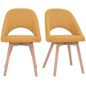 Miliboo Chaises scandinaves en tissu effet velours texturé jaune moutarde et bois clair (lot de 2) COSETTE - Publicité