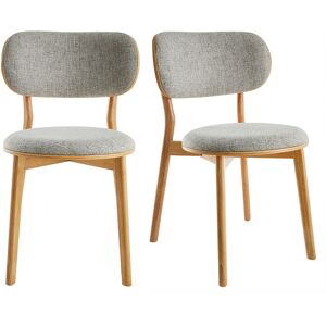 Miliboo Chaises scandinaves en tissu gris clair et bois clair massif (lot de 2) FAUVETTE - Publicité