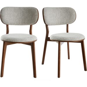 Miliboo Chaises scandinaves en tissu gris clair et bois foncé noyer (lot de 2) FAUVETTE - Publicité