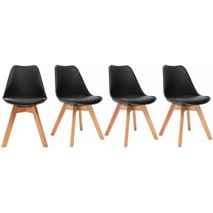 Miliboo Chaises scandinaves noir et bois clair (lot de 4) PAULINE - Publicité