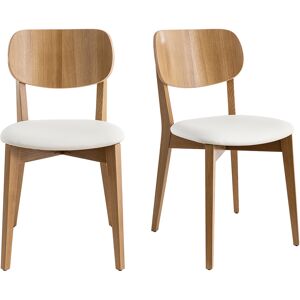 Miliboo Chaises vintage en bois clair chêne et blanc (lot de 2) LUCIA - Publicité