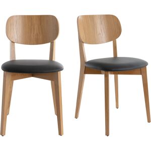 Miliboo Chaises vintage en bois clair chêne et noir (lot de 2) LUCIA - Publicité