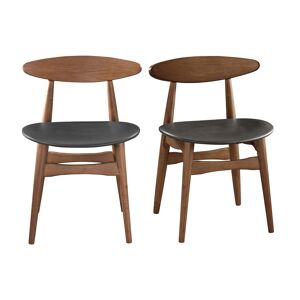 Miliboo Chaises vintage en bois foncé et noir (lot de 2) WALFORD - Publicité