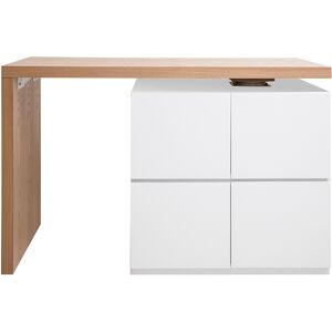 Miliboo îlot - table de bar modulable avec rangement blanc mat et bois clair chene L140-165 cm MAX