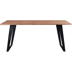 Miliboo Table à manger rectangulaire en bois massif et métal noir L175 cm KORA - Publicité