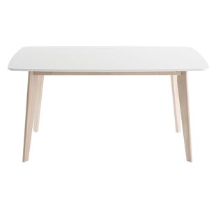 Miliboo Table à manger scandinave blanc et bois clair rectangulaire L150 cm LEENA - Publicité