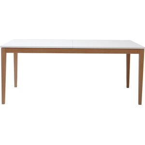 Miliboo Table à manger scandinave extensible blanche pieds bois rectangulaire L180-260 cm DELAH - Publicité