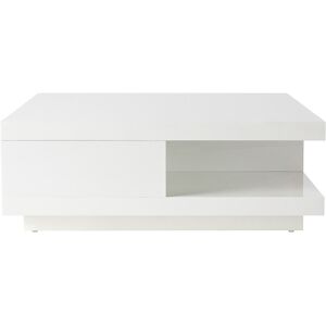 Miliboo Table basse carrée avec rangements 2 tiroirs design blanc laquée L85 cm KARY - Publicité