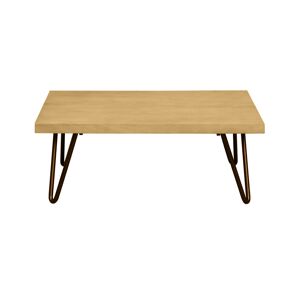 Miliboo Table basse carrée bois manguier massif et métal noir L80 cm VIBES - Publicité
