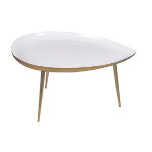 Miliboo Table basse design en acier laqué blanc et doré L80 cm DROP - Publicité
