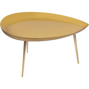 Miliboo Table basse design en acier laqué jaune et doré L80 cm DROP - Publicité