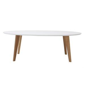 Miliboo Table basse ovale scandinave blanc et bois clair chêne L120 cm EKKA - Publicité