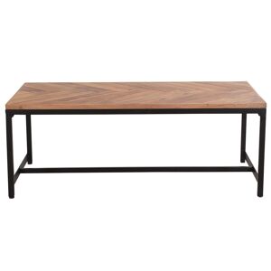 Miliboo Table basse rectangulaire a motifs chevrons en bois massif et metal noir L120 cm STICK