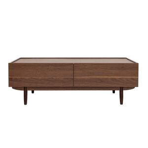 Miliboo Table basse rectangulaire avec rangements 2 tiroirs finition bois foncé noyer L120 cm SANAA - Publicité