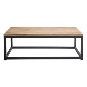 Miliboo Table basse rectangulaire bois clair manguier massif et metal noir L120 cm FACTORY