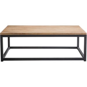 Miliboo Table basse rectangulaire bois clair manguier massif et métal noir L120 cm FACTORY - Publicité