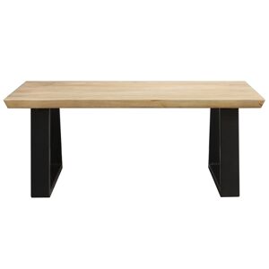 Miliboo Table basse rectangulaire bois manguier massif et métal noir L100 cm VIJAY - Publicité