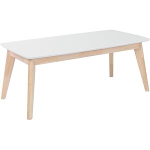 Miliboo Table basse rectangulaire scandinave blanc et bois clair massif L105 cm LEENA - Publicité