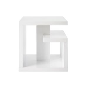 Miliboo Table d'appoint design blanc laqué L50 cm HALTON - Publicité
