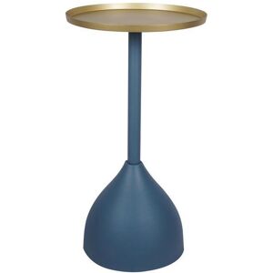 Miliboo Table dappoint design en metal bleu petrole mat et plateau dore RAMSES