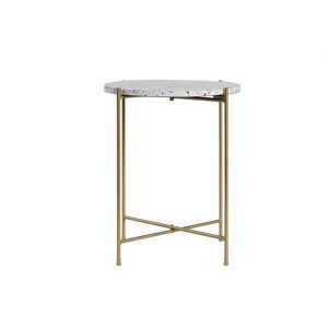 Miliboo Table d'appoint design ronde en terrazzo et metal dore D40 cm MEZZO
