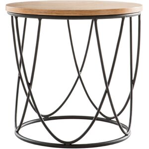 Miliboo Table dappoint ronde bois clair chene et metal noir D42 cm LACE