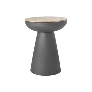 Miliboo Table dappoint ronde design avec rangement en metal gris anthracite et bois manguier massif H52 cm TAM