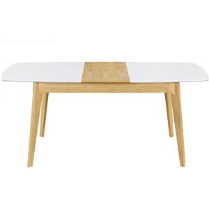 Miliboo Table extensible rallonges integrees rectangulaire blanc et bois L140 180 cm MEENA