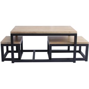 Miliboo Tables basses gigognes bois manguier massif et métal noir (lot de 3) FACTORY - Publicité