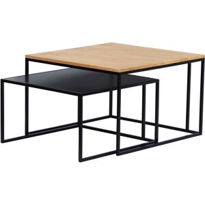 Miliboo Tables basses gigognes carrées bois manguier massif et métal noir (lot de 2) TAHL - Publicité