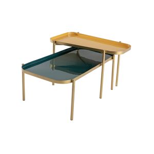 Miliboo Tables basses gigognes design laquées bleu, jaune et doré (lot de 2) ZURIA - Publicité