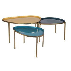 Miliboo Tables basses gigognes laquées moutarde, bleu canard et bleu (lot de 3) ZURIA - Publicité