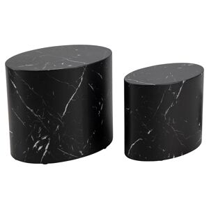 Miliboo Tables basses gigognes ovales design finition marbre noir lot de 2 FAMOSA