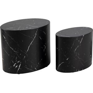 Miliboo Tables basses gigognes ovales design finition marbre noir (lot de 2) FAMOSA - Publicité