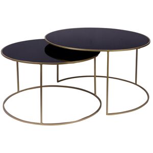 Miliboo Tables basses gigognes rondes design métal doré et verre teinté noir (lot de 2) ROXO - Publicité