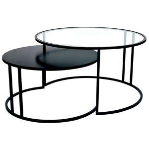 Miliboo Tables basses gigognes rondes design verre trempé et métal noir TAHL (lot de 2) - Publicité