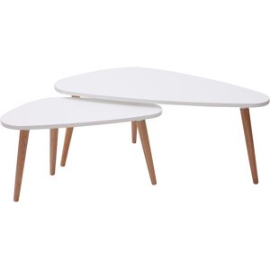 Miliboo Tables basses gigognes scandinaves blanc et bois clair chêne massif (lot de 2) ARTIK - Publicité