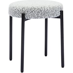 Miliboo Tabouret bas empilable en tissu effet laine bouclee gris chine et metal noir H41 cm KIKO