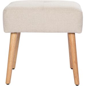 Miliboo Tabouret bas en tissu effet velours texture beige et bois clair massif H46 GUESTA