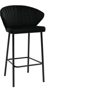 Miliboo Tabouret de bar design en velours noir H68 cm DALLY - Publicité