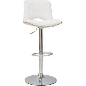 Miliboo Tabouret de bar design réglable blanc et bois clair PANACH - Publicité