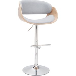 Miliboo Tabouret de bar design réglable en tissu gris clair et bois clair BENT - Publicité