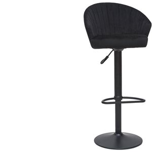 Miliboo Tabouret de bar design reglable et pivotant en velours noir IZAAC